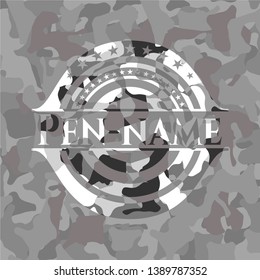 Pen-name on grey camo pattern