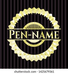 Pen-name shiny emblem. Vector Illustration. Detailed.