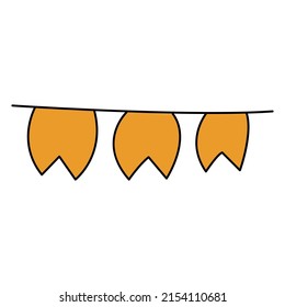 Pennant bullet journal hand drawn doodles elements for notebook.Set of holiday flags.Outline vector illustration.Isolated on white background.