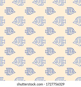 Pennant coral fish icons pattern. Aquarium fish seamless background. Seamless pattern vector illustration