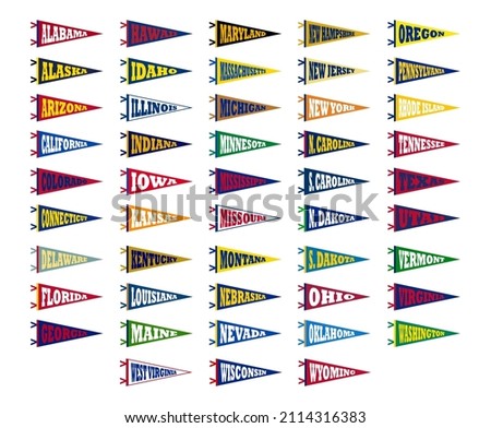 Pennant event flag design USA state. University pennant.