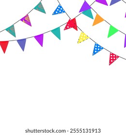 Pennant flag celebration hang for banner or poster template, decoration party festive, holiday garland design, illustration of colorful string, event birthday or Christmas vector