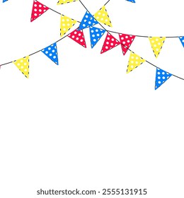 Pennant flag colored poster and banner for birthday celebration, party decoration festive, garland design, vector illustration colorful