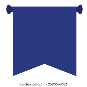 Pennant flag. Navy blue flag for pennant isolated on white. Vector 3d realistic blank dark blue pennant wall hanging, design template, mockup. Empty fabric flag, advertising canvas banners.