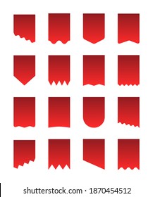 Marca de Pennant establece la plantilla Vvennon para publicidad. Volante de descuento, pegatinas, lienzo. Iconos de inclinación heráldica aislados en fondo blanco.
