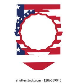 Pennant with flag of united states and empty label. Vector illustration design