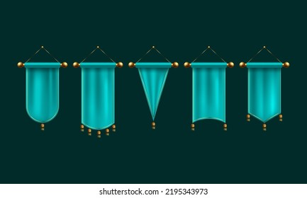 pennant flags different shapes. Vector Illustration