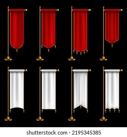 banderas inclinadas de formas diferentes. Ilustración vectorial