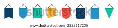 Pennant flags. Festive hanging flags collection. Pennants. Pennon icon set. Vector illustration. EPS 10.