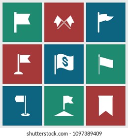 Pennant icon. collection of 9 pennant filled icons such as flag. editable pennant icons for web and mobile.