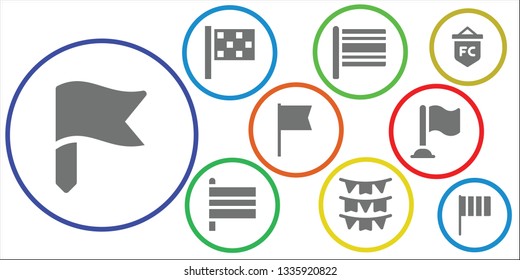 pennant icon set. 9 filled pennant icons.  Collection Of - Flag, Finish flag, Flags