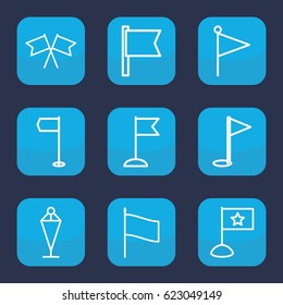 Pennant icon. set of 9 outline pennant icons such as flag