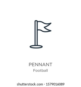Pennant icon. Thin linear pennant outline icon isolated on white background from football collection. Line vector sign, symbol for web and mobile