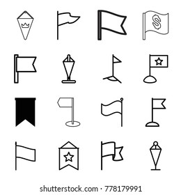 Pennant icons. set of 16 editable outline pennant icons such as flag
