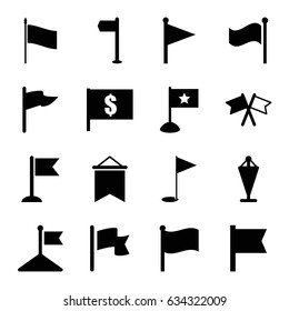 Pennant icons set. set of 16 pennant filled icons such as flag, gold flag