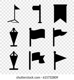 Pennant icons set. set of 9 pennant filled icons such as 