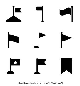 Pennant icons set. set of 9 pennant filled icons such as flag