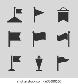 Pennant icons set. set of 9 pennant filled icons such as