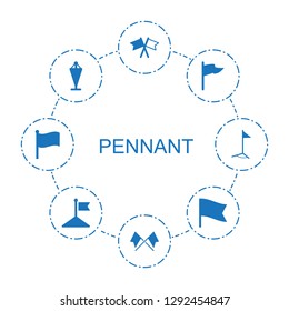 pennant icons. Trendy 8 pennant icons. Contain icons such as flag. pennant icon for web and mobile.
