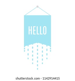 Pennant illustration with word: "Hello". Vector illustration, flat design