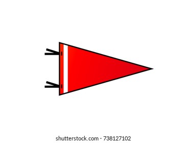 Pennant isolated on white background. Red blank flag with white strip in flat simple style. Vector illustration.