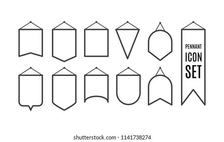 Pennant outline icon set. Vector illustration, flat design