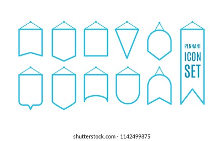 Pennant outline icon set. Vector illustration, flat design