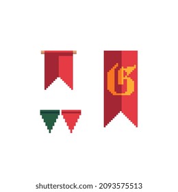 Iconos de estilo plano de imagen de píxeles pendientes. Diseño web, aplicación móvil. Sprite de 8 bits. Activos de juego. Ilustración vectorial abstracta aislada.