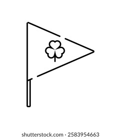 Pennant with Shamrock Leaf Isolated Vector Icon