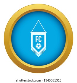 Pennant with soccer ball icon blue vector isolated on white background for any design