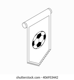 Pennant with soccer ball icon, isometric 3d style