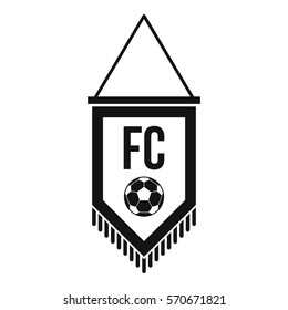 Pennant with soccer ball icon. Simple illustration of pennant with soccer ball vector icon for web