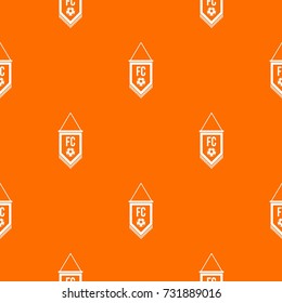 Pennant with soccer ball pattern repeat seamless in orange color for any design. Vector geometric illustration