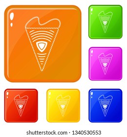 Pennant soccer icons set collection vector 6 color isolated on white background