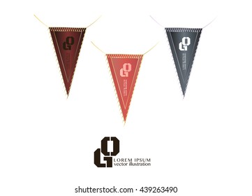 Pennant templates for sports symbol. three triangle shape vector banners.