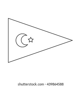 Pennant with Turkish flag icon, outline style