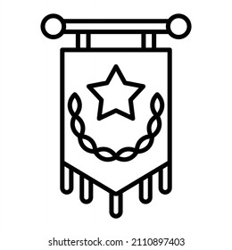 Pennant Vector Outline Icon Isolated On White Background
