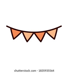 pennants decoration ornament celebration vector illustration line fill icon