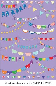 Pennants or flags for parties and decoration.