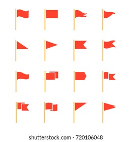 Pennants and flags set. Advertising and party, grand openings, sports events red decoration. Vector flat style cartoon illustration isolated on white background