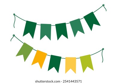 Guirnalda de banderines en cuerda en colores festivos tradicionales Conjunto de Elementos de diseño de saludo del día de San Patricio 2