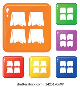 Pennants icons set collection vector 6 color isolated on white background