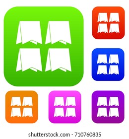 Pennants set icon in different colors isolated vector illustration. Premium collection
