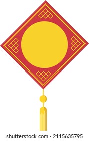 Pennant-style frame with retro Asian patterns and decorative tassels