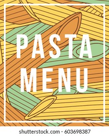 Penne background. Pasta menu vector design