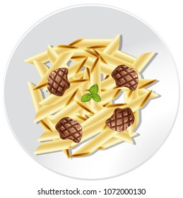 Penne Pasta with Beef Sauce illustration