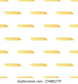 Penne rigate. Seamless pattern with italian pasta. Real watercolor drawing. Vector illustration. Traced painting