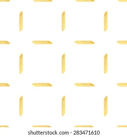 Penne rigate. Seamless pattern with italian pasta. Real watercolor drawing. Vector illustration. Traced painting