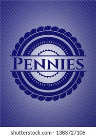 Pennies with denim texture. Vector Illustration. Detailed.