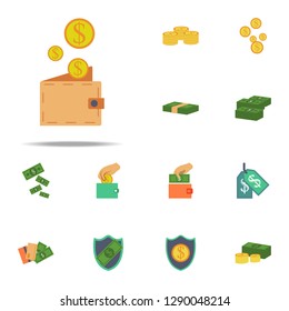 pennies and a purse colored icon. Banking icons universal set for web and mobile